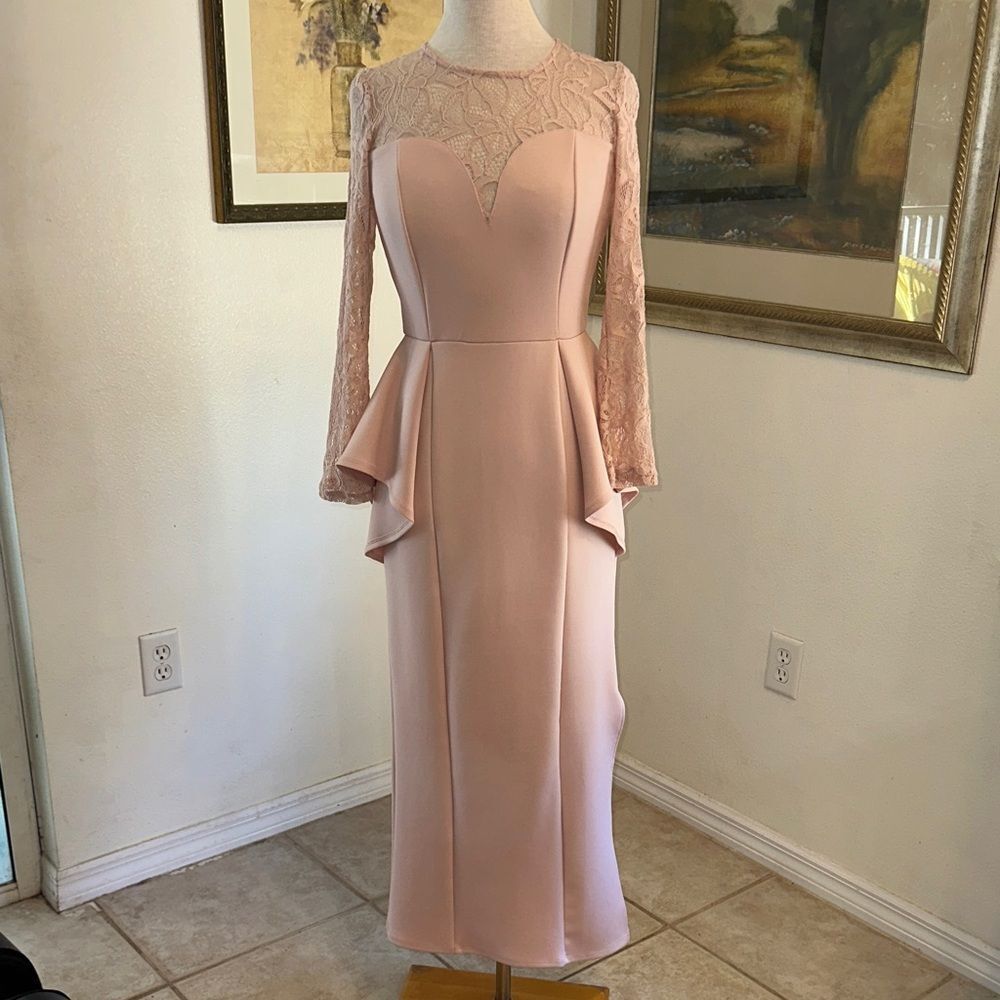 Sweet Storm Elegant Pink Lace Sleeve Cocktail Dress Size Medium